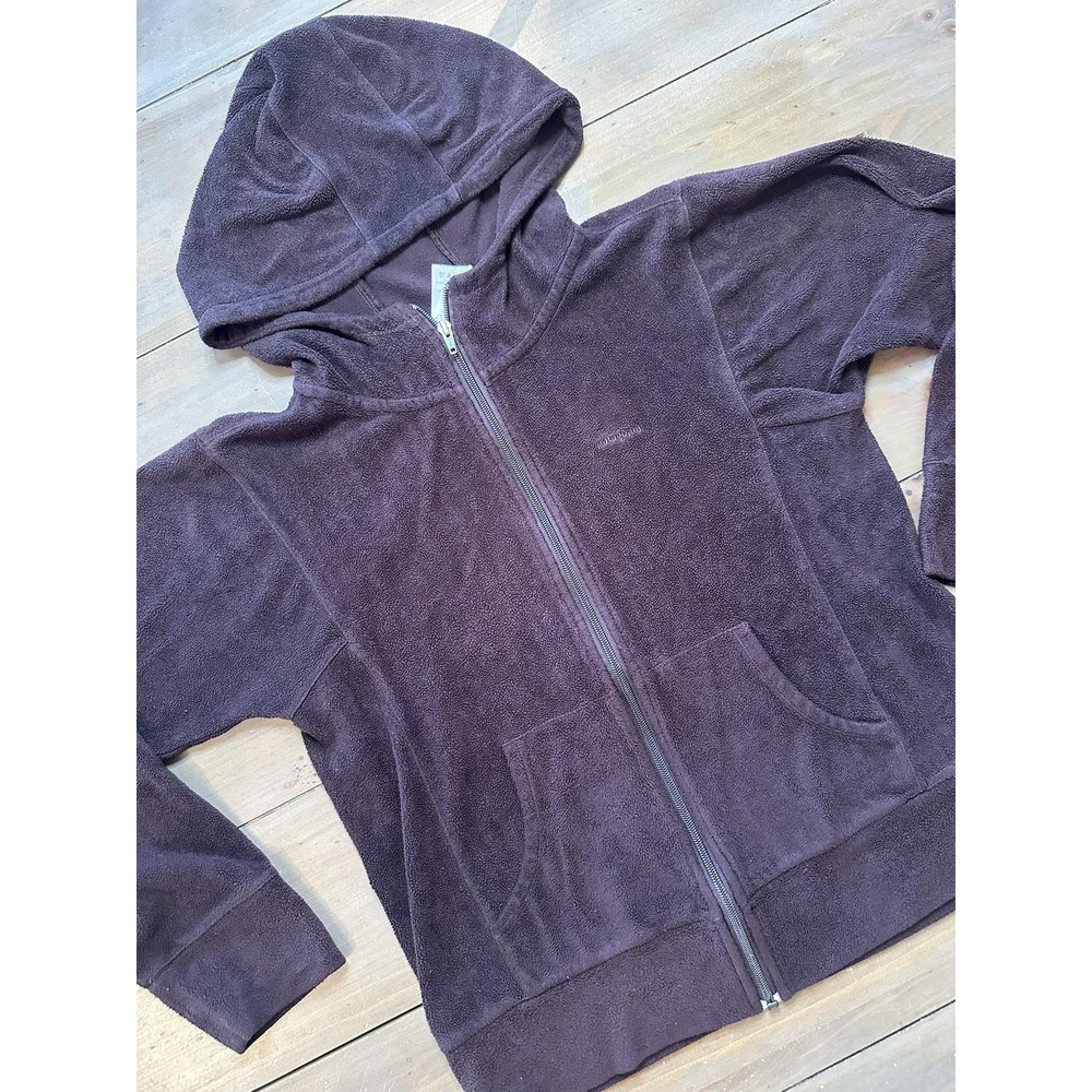 Vintage Patagonia Womens Medium Purple Fleece Full Zip Hooded Jacket Embroidered